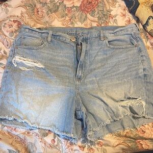American Eagle Light Wash Distressed Jean Shorts